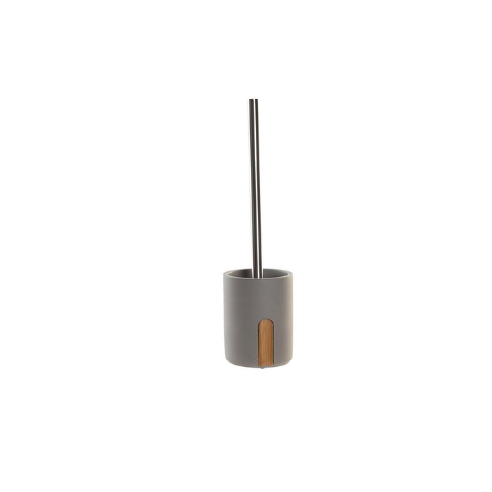 DKD Home Decor Escobillero de Cemento y Bambú Gris Mate