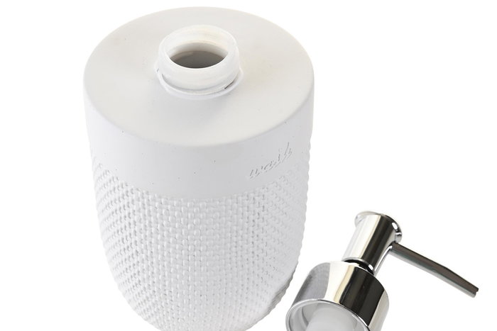 DKD Home Decor Dosificador Básicos Blanco Cemento y PP 7.5 x 16.5 x 8.5 cm