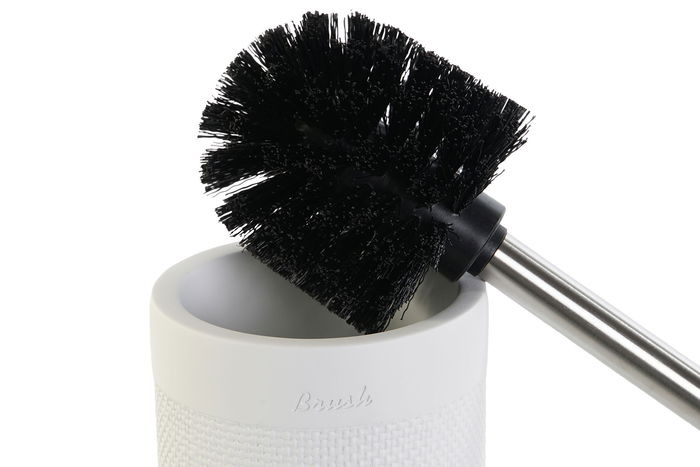 DKD Home Decor Escobillero Blanco Cemento Inox 10 x 37 x 10 cm