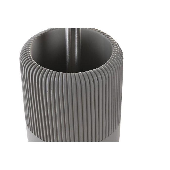DKD Home Decor Escobillero de Cemento y Acero Inoxidable Mate Gris 11x11x36,5 cm