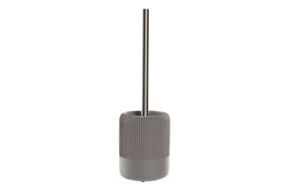 DKD Home Decor Escobillero de Cemento y Acero Inoxidable Mate Gris 11x11x36,5 cm