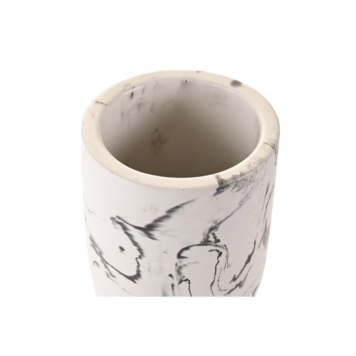 DKD Home Decor Vaso de Cemento Simil Mármol Mate Blanco