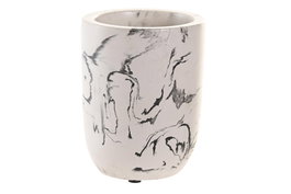DKD Home Decor Vaso de Cemento Simil Mármol Mate Blanco