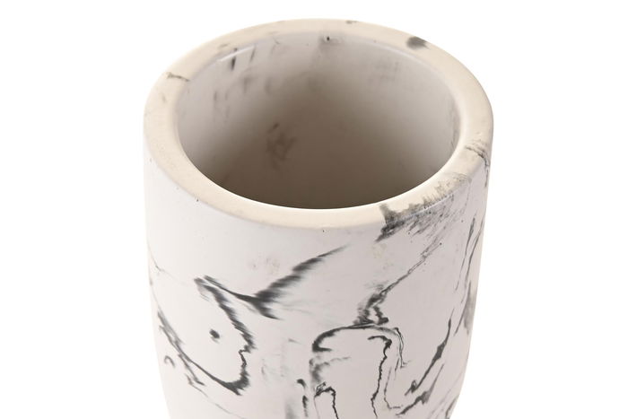 DKD Home Decor Vaso Cemento Blanco Negro Simil Mármol 7 x 9.5 x 7 cm
