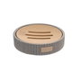 DKD Home Decor Jabonera de Cemento y Bambú Gris 11x11x2,5 cm