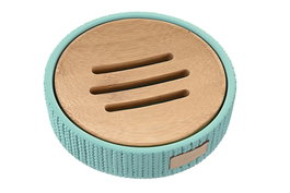 DKD Home Decor Jabonera Verde Menta Cemento y Bambú 11 x 11 x 2.5 cm