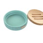 DKD Home Decor Jabonera de Cemento y Bambú Verde Menta Mate