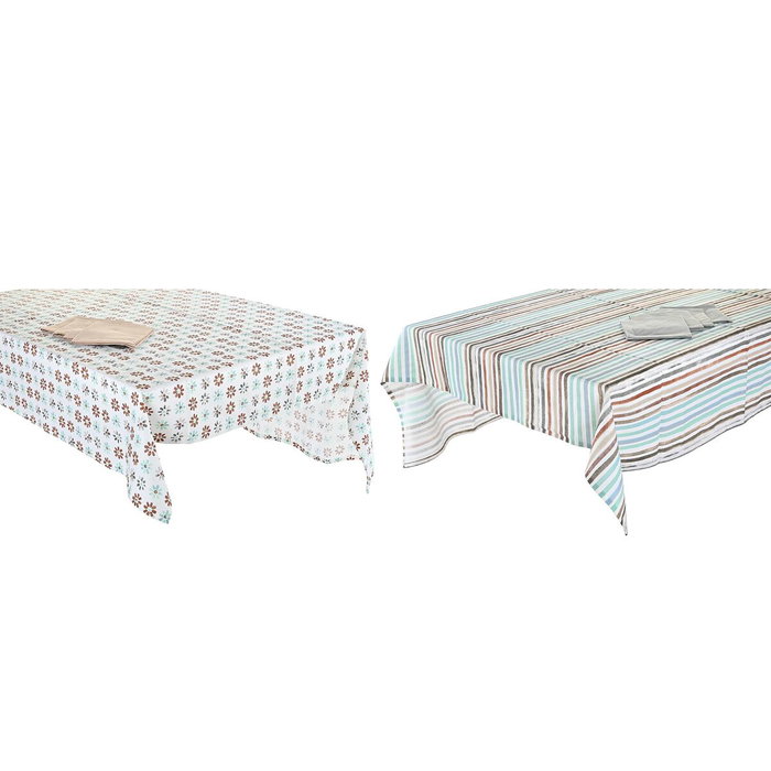 DKD Home Decor Set de 5 Manteles CASABLANCA 2022 Azul Celeste y Gris