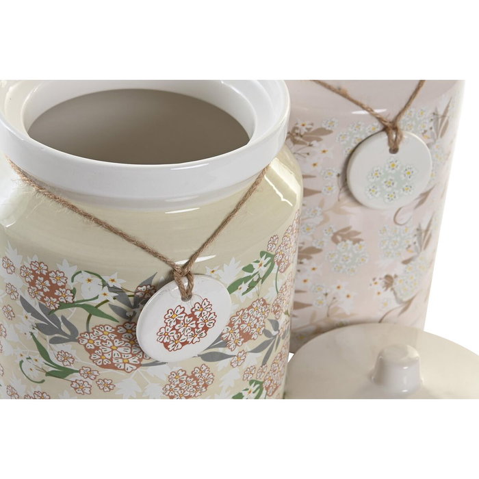 DKD Home Decor Set de 2 Botes de Dolomita IVY&DAISY 2022, 2,35 L, Verde y Beige