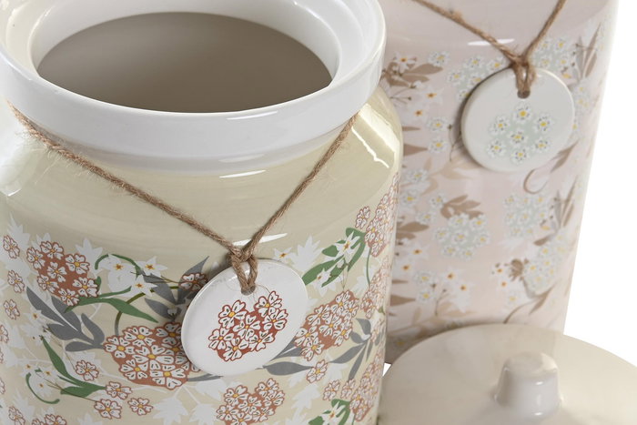 DKD Home Decor Ivy&daisy 2022 Bote Tradicional Verde Beige Dolomita 15 x 21 x 15 cm (2 Unidades)