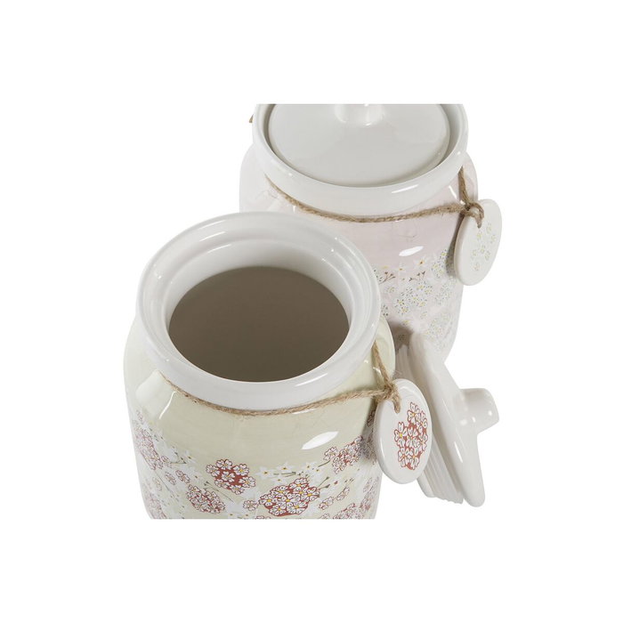 DKD Home Decor Pack de 2 Botes de Dolomite IVY&amp;DAISY 2022, 1 L, Verde y Beige