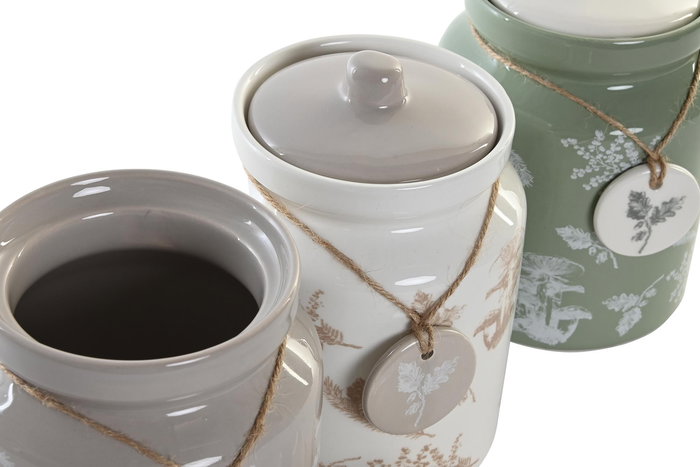 DKD Home Decor Atlantic forest 2022 Bote Alpino Marron Blanco Verde 12 x 16 x 12 cm (3 Unidades)