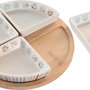 DKD Home Decor Set de Aperitivo 5 Piezas Gres y Bambú Multicolor Casablanca 2022