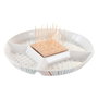 DKD Home Decor Bandeja de Aperitivo de Gres y Bambú Multicolor 23,5x23,5x3 cm