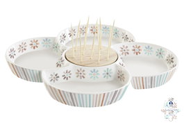 DKD Home Decor Aperitivo Urban Multicolor Natural Gres y Bambú 22 x 22 x 3 cm