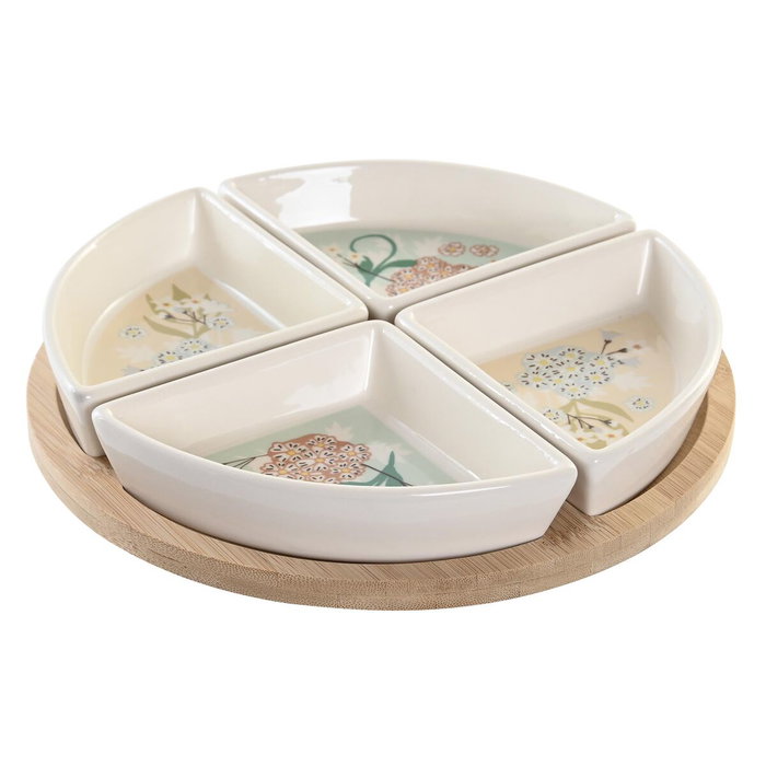 DKD Home Decor Set de Aperitivo 5 Piezas en Gres y Bambú Verde DKD Home Decor Set de Aperitivo 5 Piezas en Gres y Bambú Verde