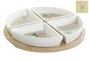 DKD Home Decor Set de Aperitivo 5 Piezas en Gres y Bambú Verde