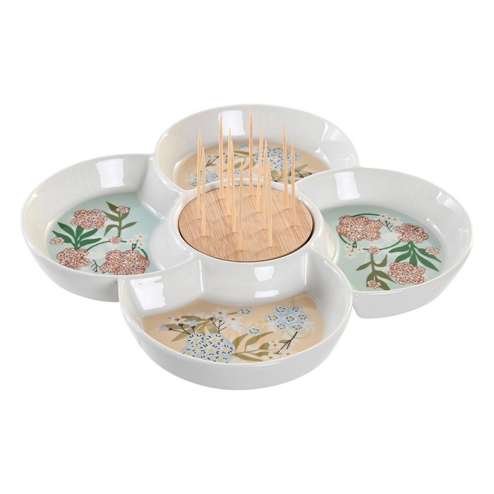 DKD Home Decor Bandeja de Aperitivo Gres y Bambú Verde 22x22x3 cm DKD Home Decor Bandeja de Aperitivo Gres y Bambú Verde 22x22x3 cm
