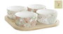 DKD Home Decor Set de Aperitivo 5 Piezas Gres y Bambú Verde y Beige