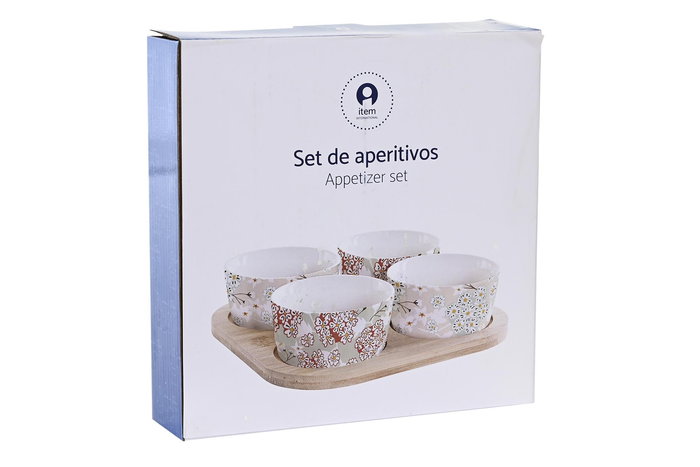 DKD Home Decor Aperitivo Tradicional Set de 5 Gres y Bambú Verde y Beige 19.7 x 1 x 19.7 cm DKD Home Decor Aperitivo Tradicional Set de 5 Gres y Bambú Verde y Beige 19.7 x 1 x 19.7 cm