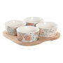 DKD Home Decor Set de Aperitivo 5 Piezas Gres y Bambú Verde y Beige