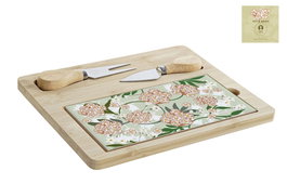 DKD Home Decor Set de 4 Tablas de Aperitivo de Bambú y Gres Verde