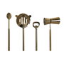 DKD Home Decor Set de Coctelería de 4 Piezas en Acero Inoxidable y Mármol Blanco y Dorado