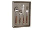 DKD Home Decor Cubertería Basicos Set de 16 Inox Acacia Plateado Natural 2 x 20 x 4.5 cm