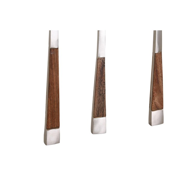 DKD Home Decor Set de Cubertería 16 Piezas Acero Inoxidable y Acacia Natural