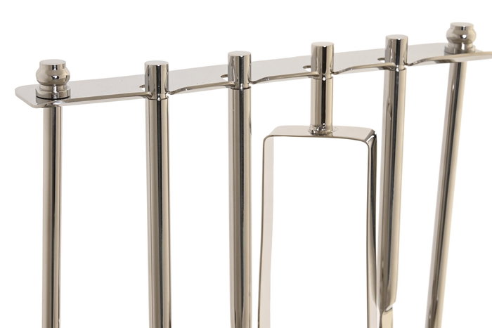 DKD Home Decor Set de 4 Platos Coctel Glam Plateado Natural Inox Acacia 25.5 x 30 cm