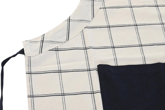 DKD Home Decor Delantal 1 x 85 x 70 cm Set de 2 Azul Beige Cuadros Algodón Poliéster