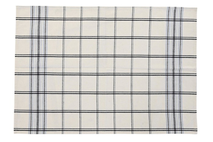DKD Home Decor Delantal 1 x 85 x 70 cm Set de 2 Azul Beige Cuadros Algodón Poliéster