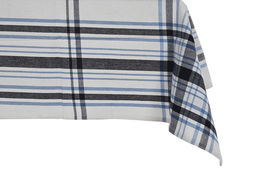 DKD Home Decor Mantel Set de 5 150 x 150 cm Azul Blanco Negro Cuadros Algodón Poliéster