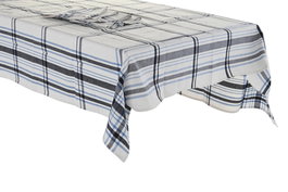 DKD Home Decor Set de 9 Manteles de Cuadros Azul y Beige 250x150 cm