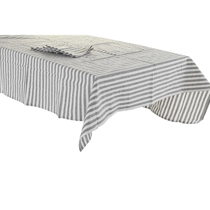DKD Home Decor Set de 5 Manteles de Algodón con Rayas Verde y Blanco