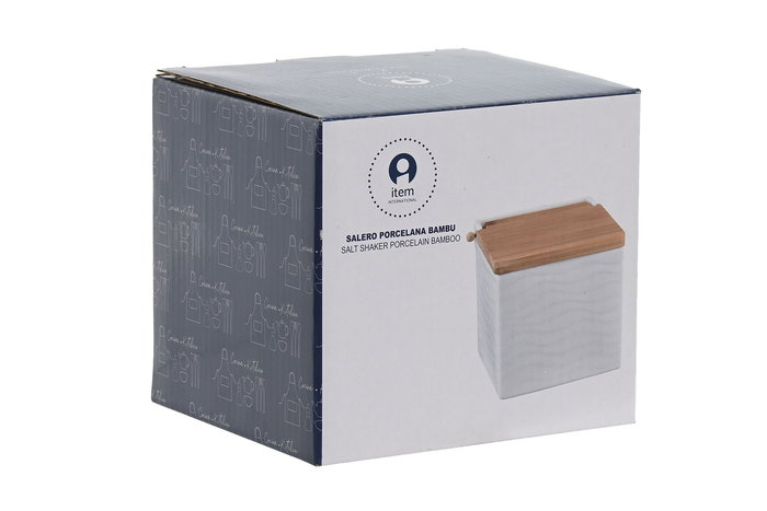 DKD Home Decor Salero Blanco Natural Porcelana Bambú 11.5 x 11.5 x 12 cm DKD Home Decor Salero Blanco Natural Porcelana Bambú 11.5 x 11.5 x 12 cm