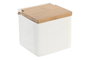 DKD Home Decor Salero de Porcelana y Bambú Blanco y Natural