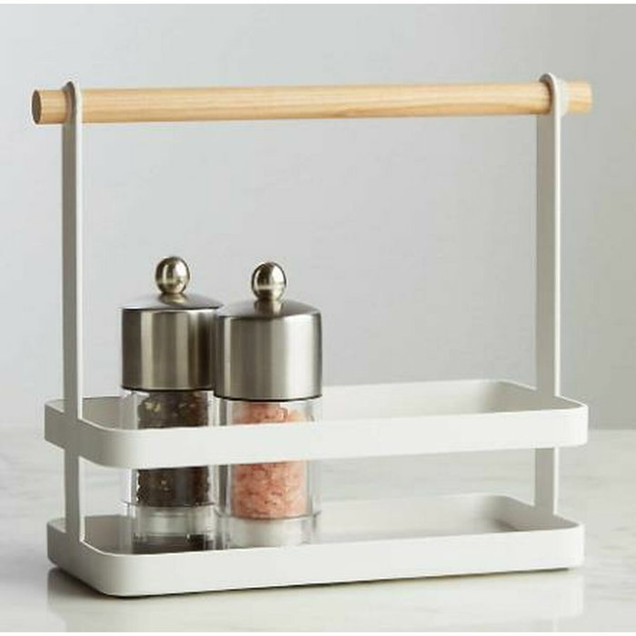 DKD Home Decor Organizador de Aceites y Especias en Metal y Pino Blanco