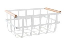DKD Home Decor Yamazaki 22 Cesta Basicos Metal Pino Blanco Natural 36 x 22 x 15.5 cm