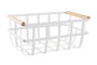 DKD Home Decor Cesta de Metal y Pino Blanco y Natural 36x22x15,5 cm