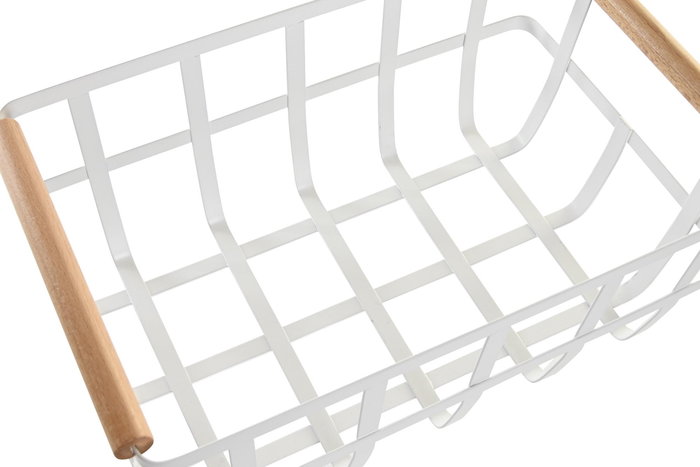 DKD Home Decor Yamazaki 22 Cesta Basicos Metal Pino Blanco Natural 36 x 22 x 15.5 cm