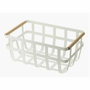 DKD Home Decor Cesta de Metal y Pino Blanco y Natural 36x22x15,5 cm