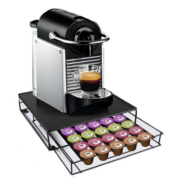 DKD Home Decor Soporte para 48 Cápsulas Nespresso Negro