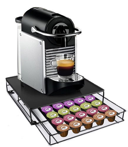 DKD Home Decor Soporte para 48 Cápsulas Nespresso Metal Negro 32 x 7 x 28.7 cm