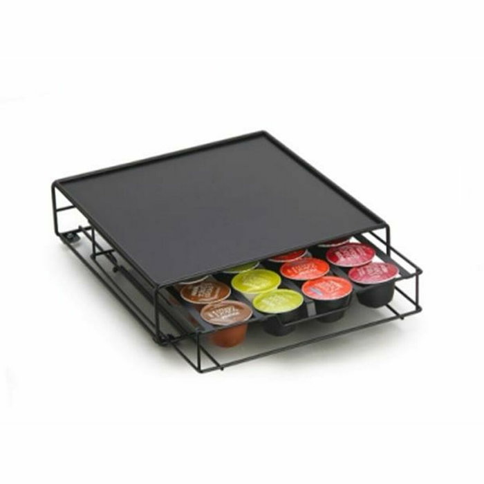 DKD Home Decor Soporte para 20 Cápsulas Dolce en Metal Negro