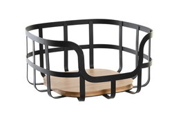 DKD Home Decor Frutero Basicos Negro Natural Acero Bambu 24 x 12.7 x 24 cm