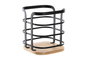 DKD Home Decor Cubertero de Acero y Bambú IRON BLACK Negro/Natural