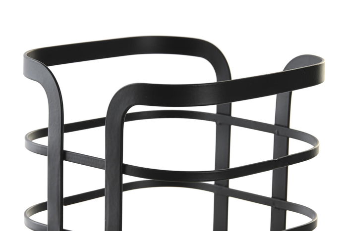 DKD Home Decor Cubertero Basicos Negro Natural Acero Bambu 12 x 14.5 x 12 cm