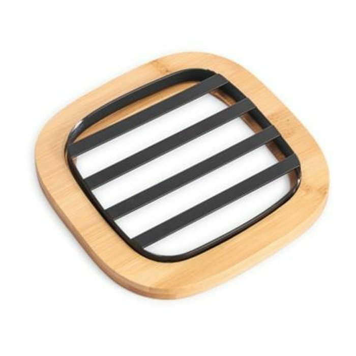 DKD Home Decor Salvamantel de Acero y Bambú Negro 17x17x1 cm DKD Home Decor Salvamantel de Acero y Bambú Negro 17x17x1 cm