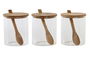 DKD Home Decor Azucarero Natural Borosilicato Bambú Set 3 Piezas Cuchara 11 x 10.5 x 31 cm